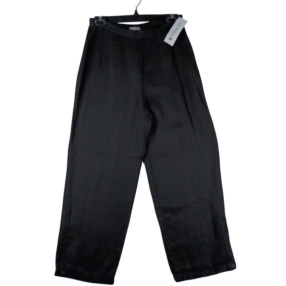 Russ‎ Berens Tencel Wide Leg Pants Women XS Black Malibu USA Sustainable Luxury